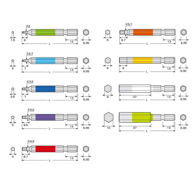 تصویر  ست 9 عددی بیت (سری پیچ گوشتی) ACHX9-65L